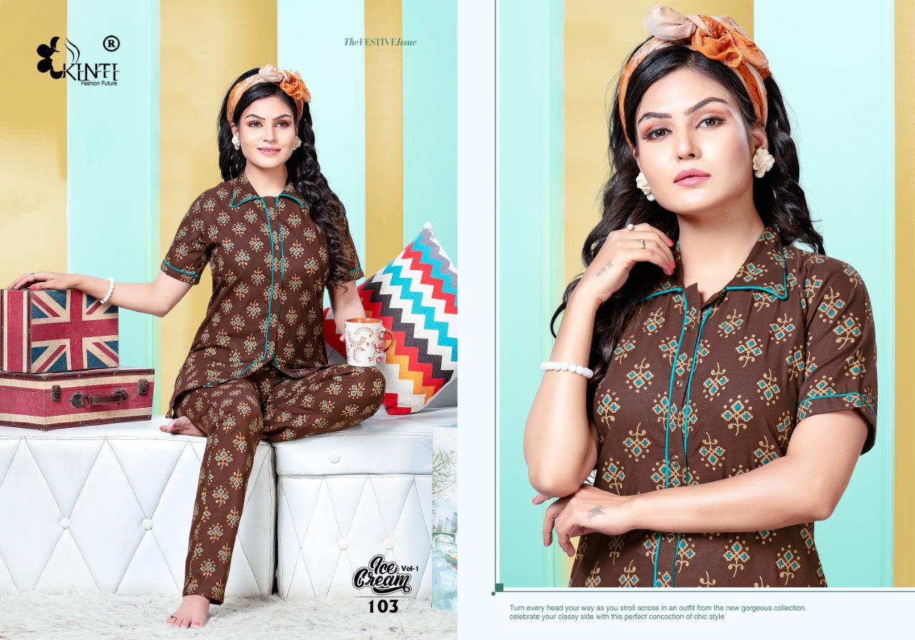 Kinti Ice Cream latest exclusive comfortable cotton with super fine stitching night suits collection